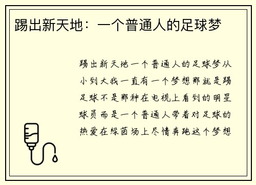 踢出新天地：一个普通人的足球梦